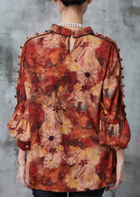 Load image into Gallery viewer, Elegant Orange Stand Collar Print Chiffon Blouses Spring