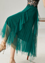 Load image into Gallery viewer, Elegant Peacock Green Ruffled Tulle Holiday Skirts Summer