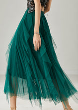 Load image into Gallery viewer, Elegant Peacock Green Ruffled Tulle Holiday Skirts Summer