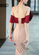 Load image into Gallery viewer, Elegant Pink Cold Shoulder Bow Nail Bead Dress Sleeveless