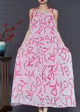 Load image into Gallery viewer, Elegant Pink Cold Shoulder Print ChiffonCotton Summer Dress