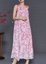 Load image into Gallery viewer, Elegant Pink Cold Shoulder Print ChiffonCotton Summer Dress