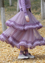 Load image into Gallery viewer, Elegant Purple Exra Large Hem Patchwork Tulle Skirt Spring