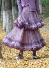 Load image into Gallery viewer, Elegant Purple Exra Large Hem Patchwork Tulle Skirt Spring