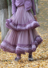 Load image into Gallery viewer, Elegant Purple Exra Large Hem Patchwork Tulle Skirt Spring