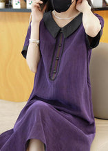 Load image into Gallery viewer, Elegant Purple Solid Patchwork Silk Long Dress Summer