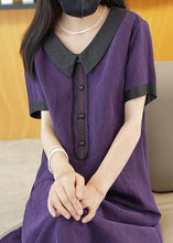 Load image into Gallery viewer, Elegant Purple Solid Patchwork Silk Long Dress Summer