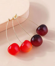 Load image into Gallery viewer, Elegant Red And Mulberry Sterling Silver Overgild Cherry Drop Earrings Two Piece Set