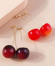 Load image into Gallery viewer, Elegant Red And Mulberry Sterling Silver Overgild Cherry Drop Earrings Two Piece Set