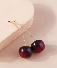 Load image into Gallery viewer, Elegant Red And Mulberry Sterling Silver Overgild Cherry Drop Earrings Two Piece Set