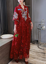 Load image into Gallery viewer, Elegant Red Embroidered Patchwork Lace Long Dress Spring