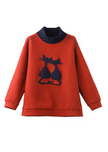 Load image into Gallery viewer, Elegant Red High Neck Patchwork Cotton Pullover Tops Winter