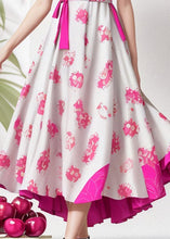 Load image into Gallery viewer, Elegant Rose Ruffled Print Patchwork Silk Dresses Summer