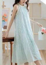 Load image into Gallery viewer, Elegant Sky Blue Pearl Bow Cotton Dresses Sleeveless