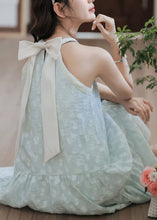 Load image into Gallery viewer, Elegant Sky Blue Pearl Bow Cotton Dresses Sleeveless