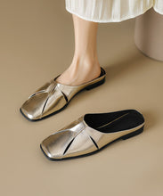 Load image into Gallery viewer, Elegant Slide Sandals Hollow Out Splicing Gold Faux Leather