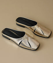 Load image into Gallery viewer, Elegant Slide Sandals Hollow Out Splicing Gold Faux Leather