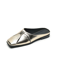 Load image into Gallery viewer, Elegant Slide Sandals Hollow Out Splicing Gold Faux Leather