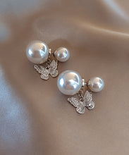 Load image into Gallery viewer, Elegant White Copper Butterfly Pearl Stud Earrings