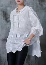 Load image into Gallery viewer, Elegant White Embroidered Floral Oriental Shirt Tops Summer