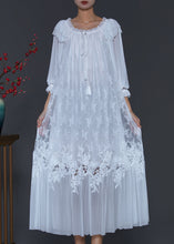 Load image into Gallery viewer, Elegant White Embroidered Patchwork Lace Dresses Spring