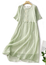 Load image into Gallery viewer, Elegant White Embroidered Solid Linen Long Dresses Summer