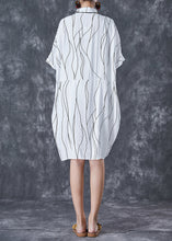 Load image into Gallery viewer, Elegant White Peter Pan Collar Striped Cotton Dresses Summer