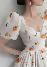 Load image into Gallery viewer, Elegant White Print High Waist Cotton Dresses Summer