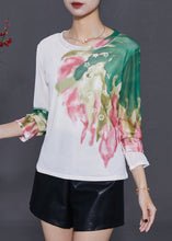 Load image into Gallery viewer, Elegant White Print Tulle Blouse Tops Summer