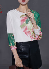 Load image into Gallery viewer, Elegant White Print Tulle Blouse Tops Summer