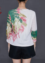 Load image into Gallery viewer, Elegant White Print Tulle Blouse Tops Summer