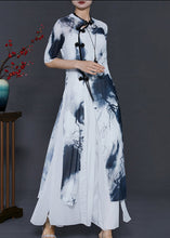 Load image into Gallery viewer, Elegant White Tie Dye Silm Fit Silk Oriental Two Piece Set Summer