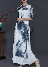 Load image into Gallery viewer, Elegant White Tie Dye Silm Fit Silk Oriental Two Piece Set Summer