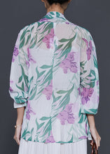 Load image into Gallery viewer, Elegant White Tulip Print Chiffon Fake Two Piece Shirt Spring