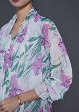 Load image into Gallery viewer, Elegant White Tulip Print Chiffon Fake Two Piece Shirt Spring