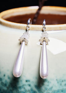 Elegant White Water Droplet Pearl Drop Earrings