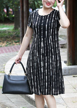 Load image into Gallery viewer, Elegant Yellow O-Neck Striped Long Dress Short Sleeve