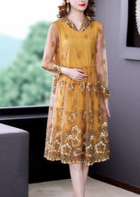 Load image into Gallery viewer, Elegant Yellow Ruffled Tulle Vacation Hooded Tulle Long Dresses Spring