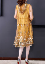 Load image into Gallery viewer, Elegant Yellow Ruffled Tulle Vacation Hooded Tulle Long Dresses Spring