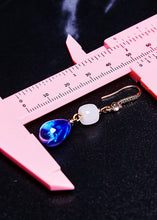 Load image into Gallery viewer, Ethnic Style Peacock Blue Water Droplet Gem Stone Drop Earrings