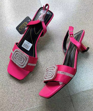 Load image into Gallery viewer, European And American Rose Zircon Open Toe High Heels Sandals