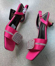 Load image into Gallery viewer, European And American Rose Zircon Open Toe High Heels Sandals