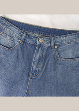 Load image into Gallery viewer, European And American Style Blue Pockets Denim Straight Pants Spring