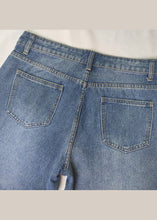 Load image into Gallery viewer, European And American Style Blue Pockets Denim Straight Pants Spring