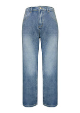 Load image into Gallery viewer, European And American Style Blue Pockets Denim Straight Pants Spring