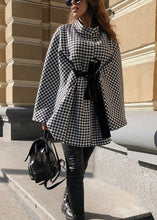 Load image into Gallery viewer, European And American Style Plaid Lace Up Cape Coat Fall