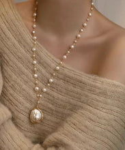 Load image into Gallery viewer, Fashio White Pearl Tassel Pendant Necklace