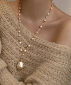 Fashio White Pearl Tassel Pendant Necklace