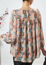 Load image into Gallery viewer, Fashion Apricot Square Collar Floral Print Chiffon Top Bracelet Sleeve