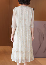 Load image into Gallery viewer, Fashion Beige Embroidered Lace Ruffled Silk Dresses Half Sleeve